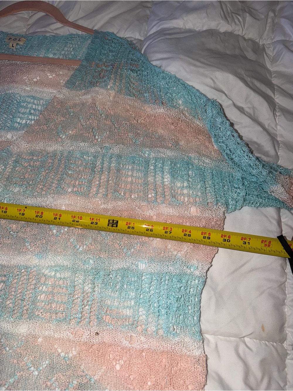 Women’s Pastel Stripe Crochet open knit Beach Cover-Up Sweater - Picture 6 of 6